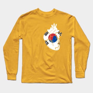 South Korea Flag, Anatomical Heart Design Long Sleeve T-Shirt